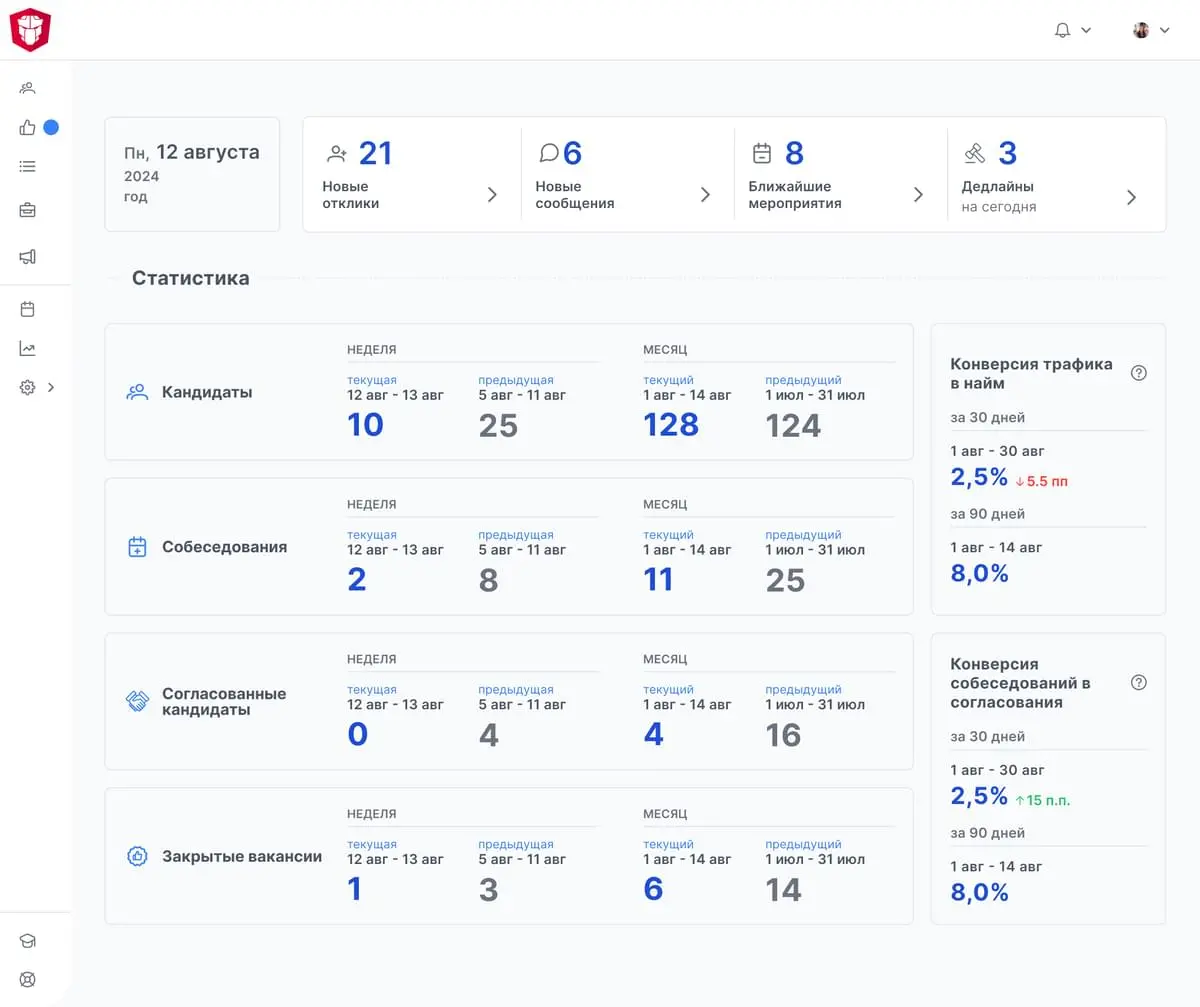Главная страница: «Рекрутер»